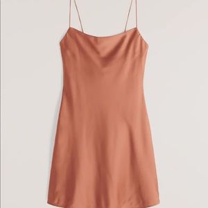 NWT ABERCROMBIE & FITCH Satin Slip Dress in Terracotta Red, Size XS